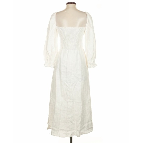Reformation Womens Gitane Linen Dress S White Midi Cottagecore Bridal Romantic - Picture 3 of 7